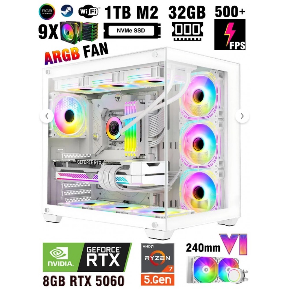 MSI Gaming - RTX5060 8GB ∣ 32GB RAM ∣ 1TB M.2 SSD Sıvı Soğutma